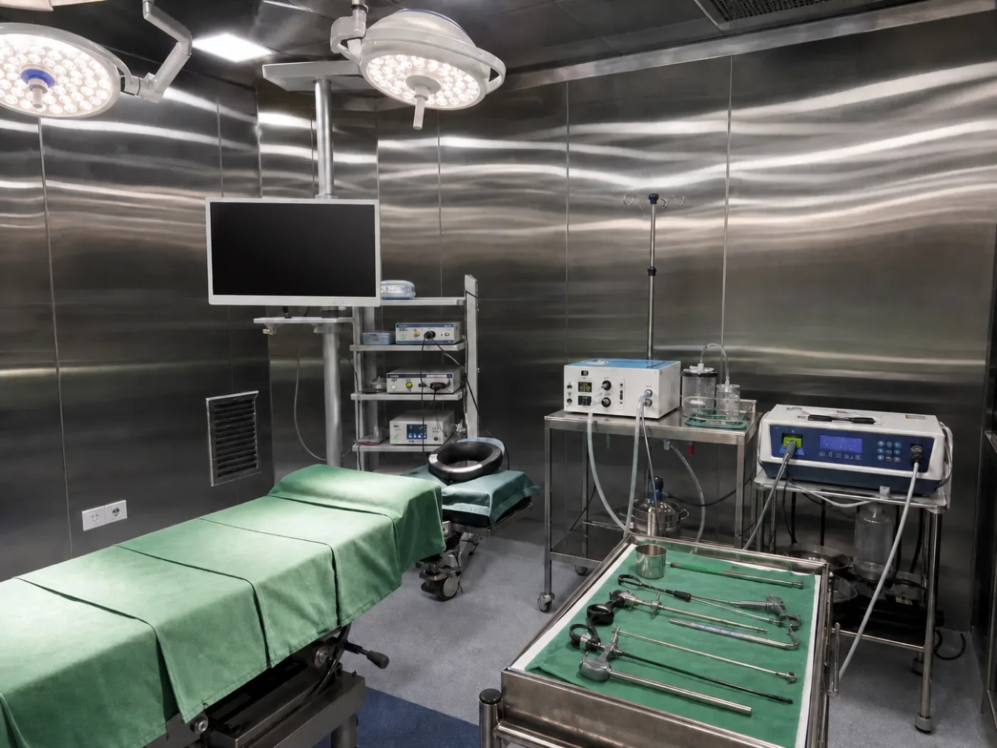 ENT operating theatre prepared for functional endoscopic sinus surgery