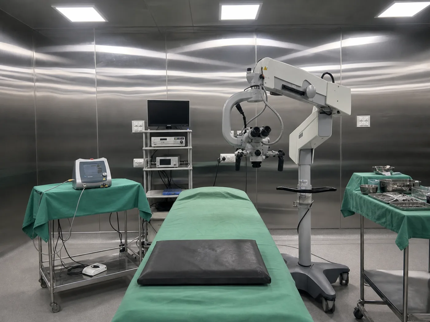 ENT laser and operating microscope setup for laser and micro-ear surgery