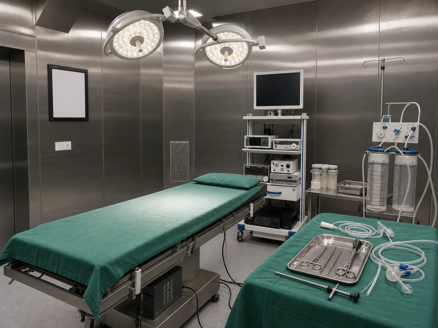 Thoracoscopy and pleural drainage equipment prepared for pleural care